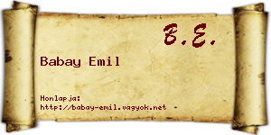 Babay Emil névjegykártya